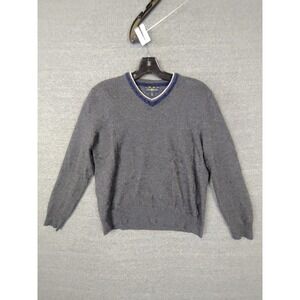 Club Room Womens Sweater Medium Gray‎ Wool Blend V Neck Academia Preppy Cozy